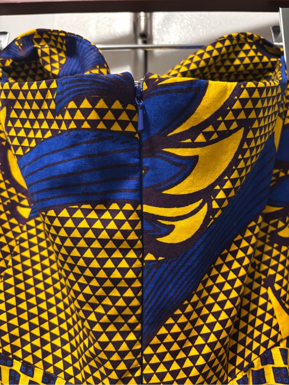 NWT Sika for Anthropologie Strapless Blue and Yellow Ankara Floral Midi Dress 12 - Picture 6 of 9